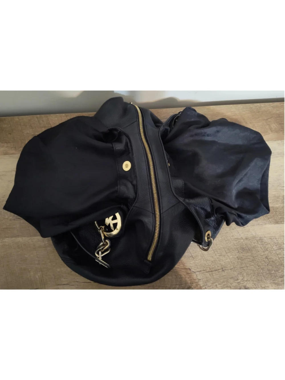 Women's Michael Kors Black Gold Hobo Bag One Size